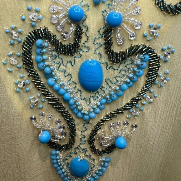 Chico's Beaded Yellow Mazie Peri Poncho, Size S/M - Picture 4 of 14